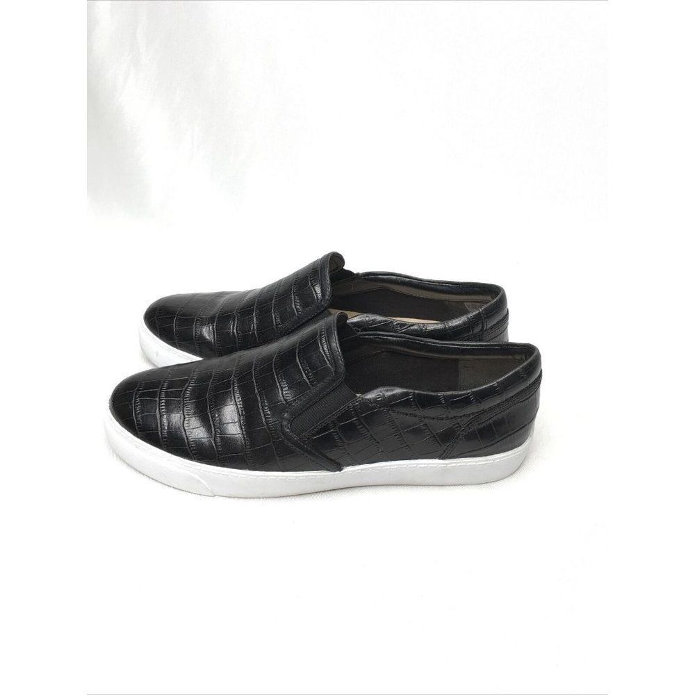 CLARKS Mock Croc Slip On Leather Loafers Womens Black Worn Once US 7.5 EU38 - Picture 7 of 9